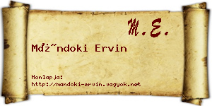 Mándoki Ervin névjegykártya